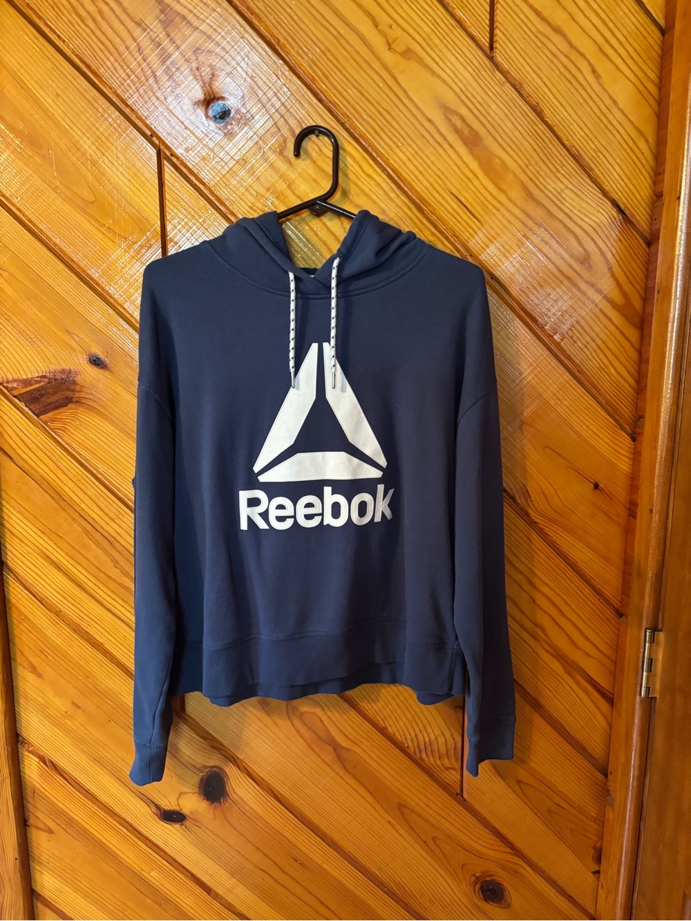 Reebok Men's Navy Crewneck Hoodie with White Logo